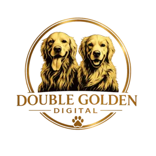 Double Golden Digital logo — two golden retrievers in a gold emblem